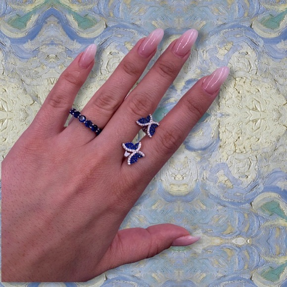 Accessories - Blue butterfly set stud earrings and band